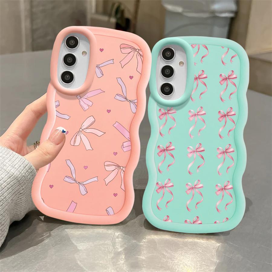 Soft Phone Cover Case for Samsung Galaxy A11 A13 A16 A21s A14 A12 A26 A34 A15 A33 A35 A36 Pink Bow