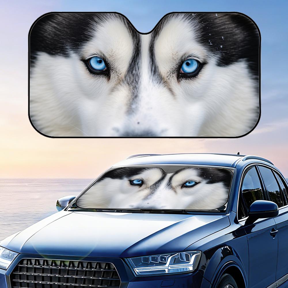 Husky Face Sun Visor Foldable Universal Car Windshield Sun Shade UV Protection Heat Insulation Foldable Cover
