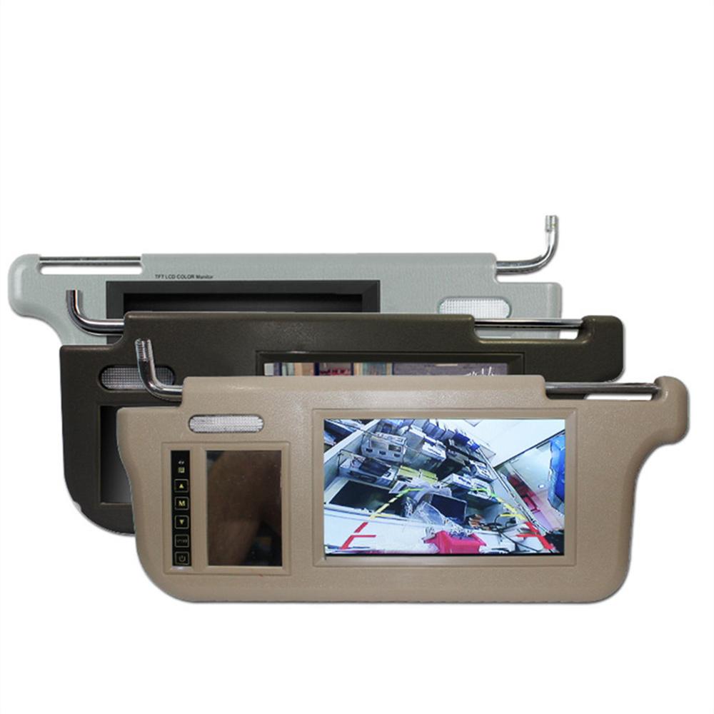 7" Gray Car Left Sun Visor Rear View Mirror Screen LCD Monitor 2 Channel Video