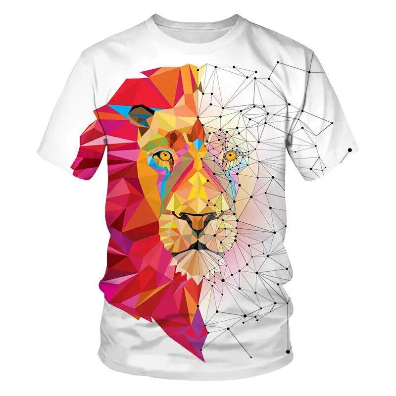 König der Tiere Löwe-Grafik-T-Shirts für Männer Sommermode Tiermuster-Druck-T-Shirt Lässiger cooler Stil Persönlichkeits-T-Shirt
