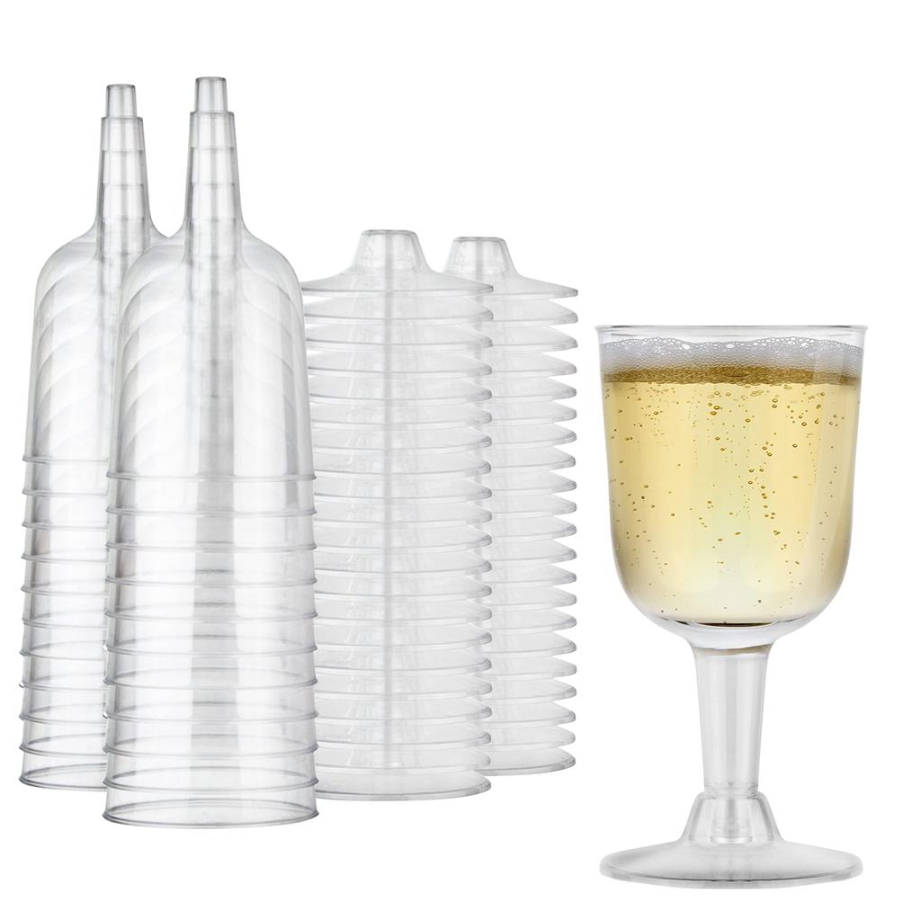 25Pcs Plastic Wine Glasses with Stem 6oz Plastic Party Wine Cups Disposable Wine Glasses for Parties and Wedding Picnics