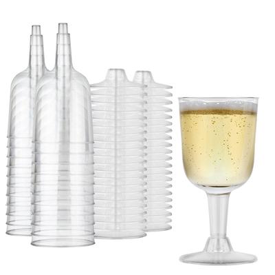 25Pcs Plastic Wine Glasses with Stem 6oz Plastic Party Wine Cups Disposable Wine Glasses for Parties and Wedding Picnics