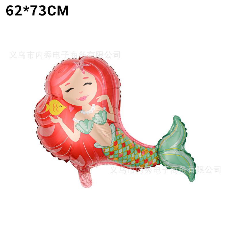 Special-Shaped Mermaid Balloon Birthday Party Decoration Balloon Fish Tail Shell Modeling Aluminum Film Ocean Fairy Tale