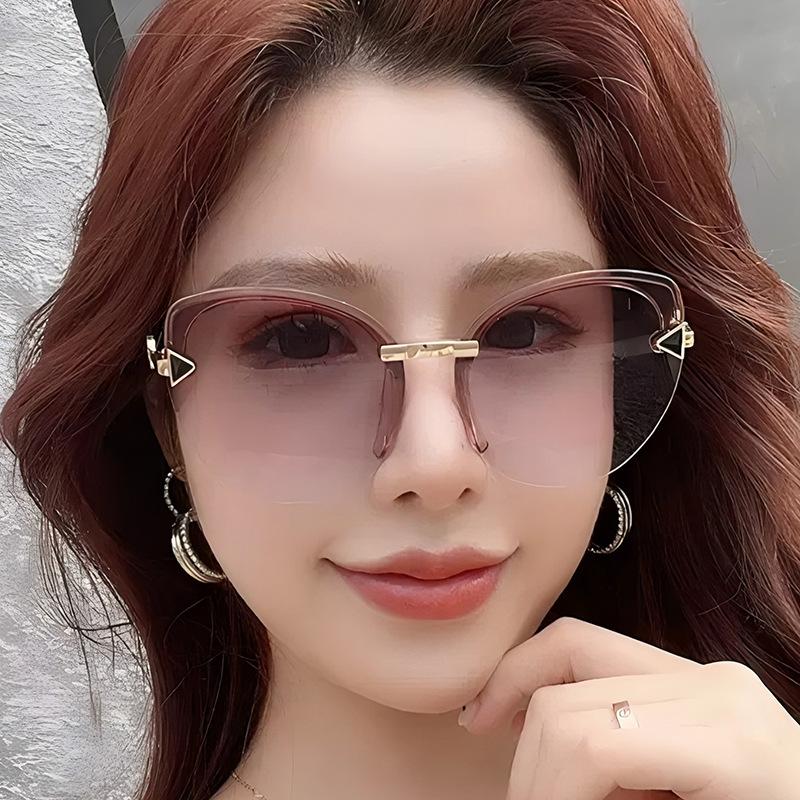 Women's Sunglasses, Fashionable Cat's Eye Half-frame Sunglasses