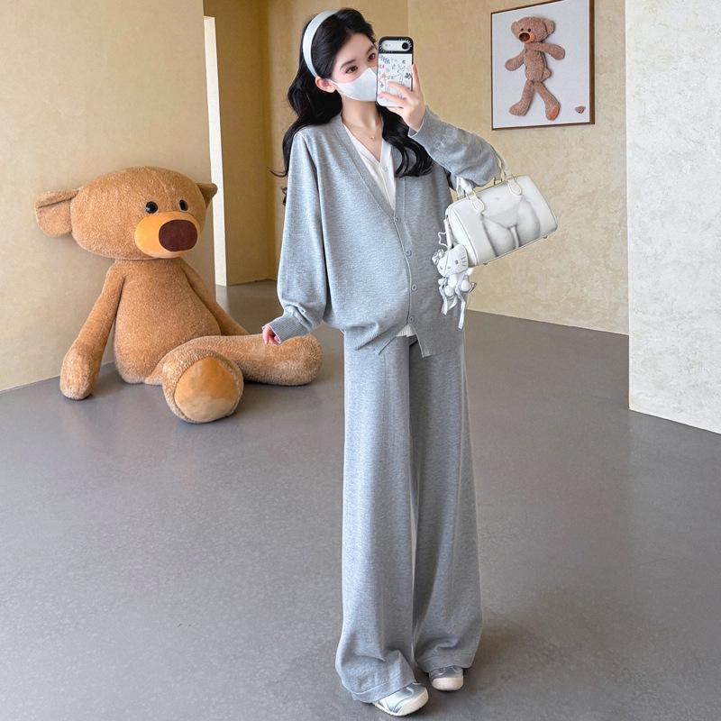2026 Spring Maternity Knit Sweater - Button-Down, Two-Piece, Loose Fit, Trendy and Chic 2XL
