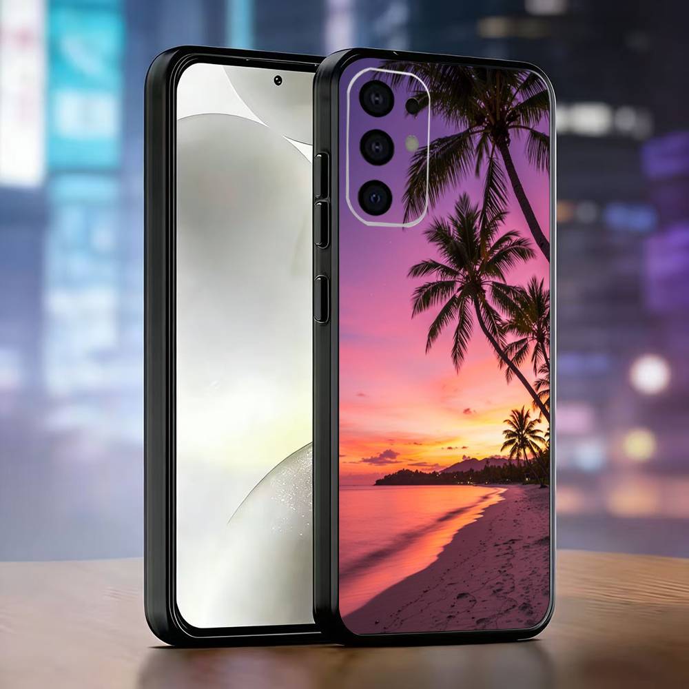 Beach Phone Case For Samsung S25,S24,S21,S22,S23,S30,Ultra,S20,Plus,Fe,Lite,Note,10,Black Cover