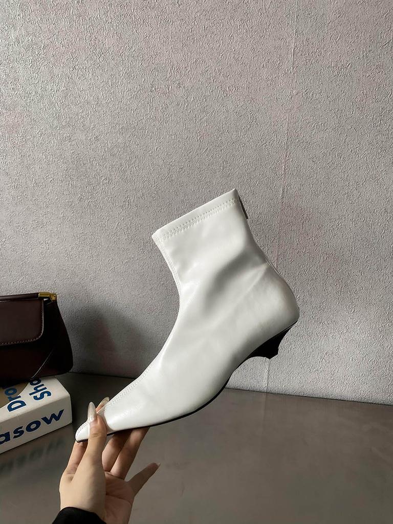 Moda Moda Stivaletti alla Caviglia da Donna Calzino Botas Zeppa Tacco Medio Nero Bianco Rosso Stivali Elasticizzati Cerniera Posteriore Inverno Autunno Stivaletti 35-39