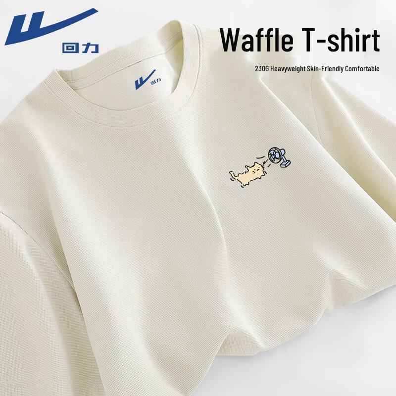 Warrior Unisex Cat Print Waffle Knit Short Sleeve T-Shirt 5XL