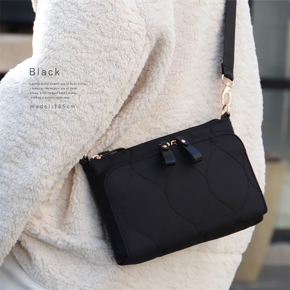 VITAFELICE Quilted Nylon Shoulder Bag for Women, Sib-20031z (Black)