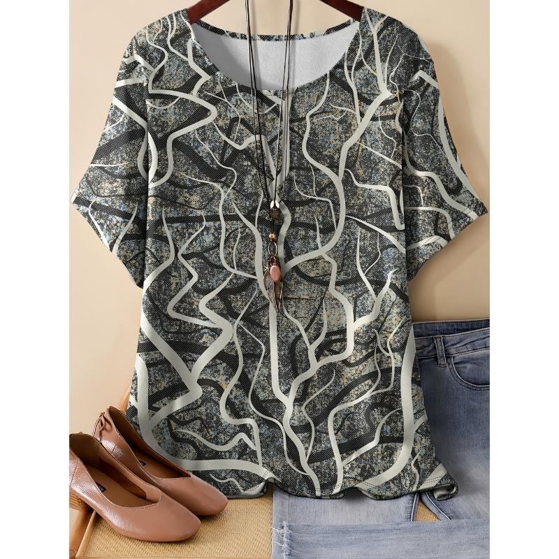 Vintage Women's Casual Loose T-Shirts Printed T-Shirt Fashion Tops Short Sleeves Tees O-Neck Oversized T-Shirt Female Clothing