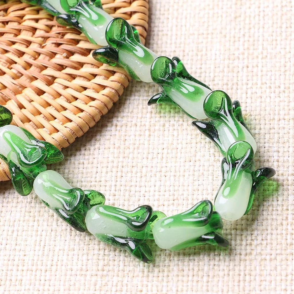 10 pz 20x10 mm Forma Cavolo Cinese Vetro Lavorato a Lampada Fatto a Mano Perline Sciolte Per Accessori per Creazione di Gioielli Fai da Te Artigianato Risultati