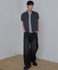 NODU Seersucker Check Crop Half Shirt [Charcoal]