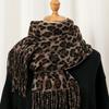 Vintage Leopard Print Scarf, Stretchy 70 to 200cm Long Fashion Scarves for Women, Retro Animal Pattern Wrap Shawl, Soft Warm Accessory