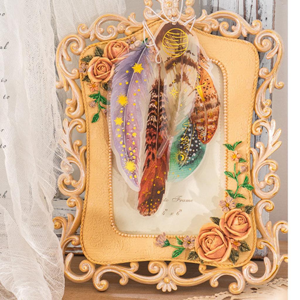 10 PCS Feather Stickers PET Sparkling Effect Exquisite Scrapbook Aesthetic Stickers for Journal