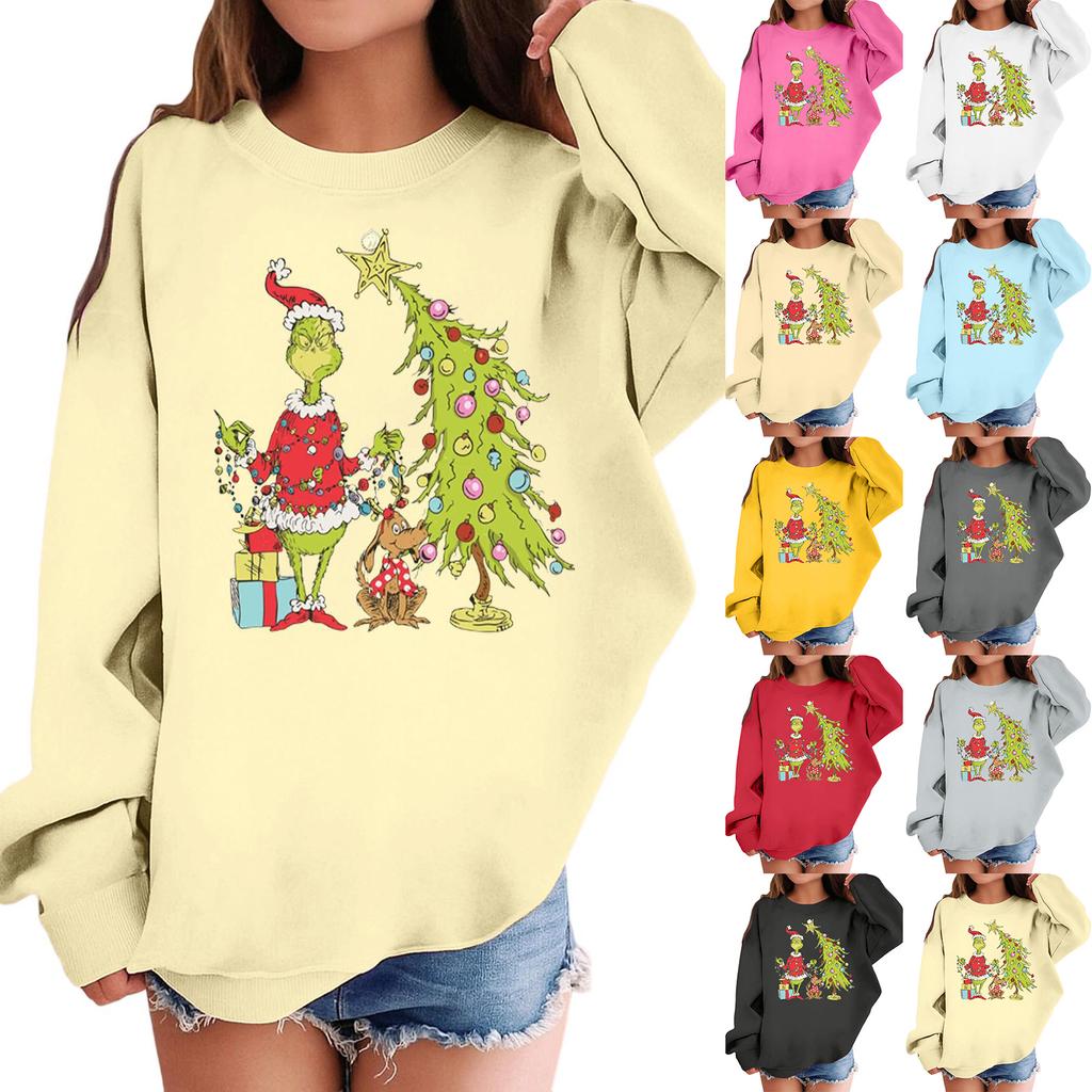 Children's Fashionable Casual Long-sleeved Loose Christmas Print Pullover Hooded Sweatshirt