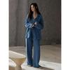 Women's Anti-Protrusion Padded Pajama Set: Long Sleeve & Pants, Casual Lazy Style for Spring To Winter