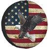 Bald Eagle American Flag Spare Tire Cover Polyester Weather-Proof Protector for RV SUV Truck Camper