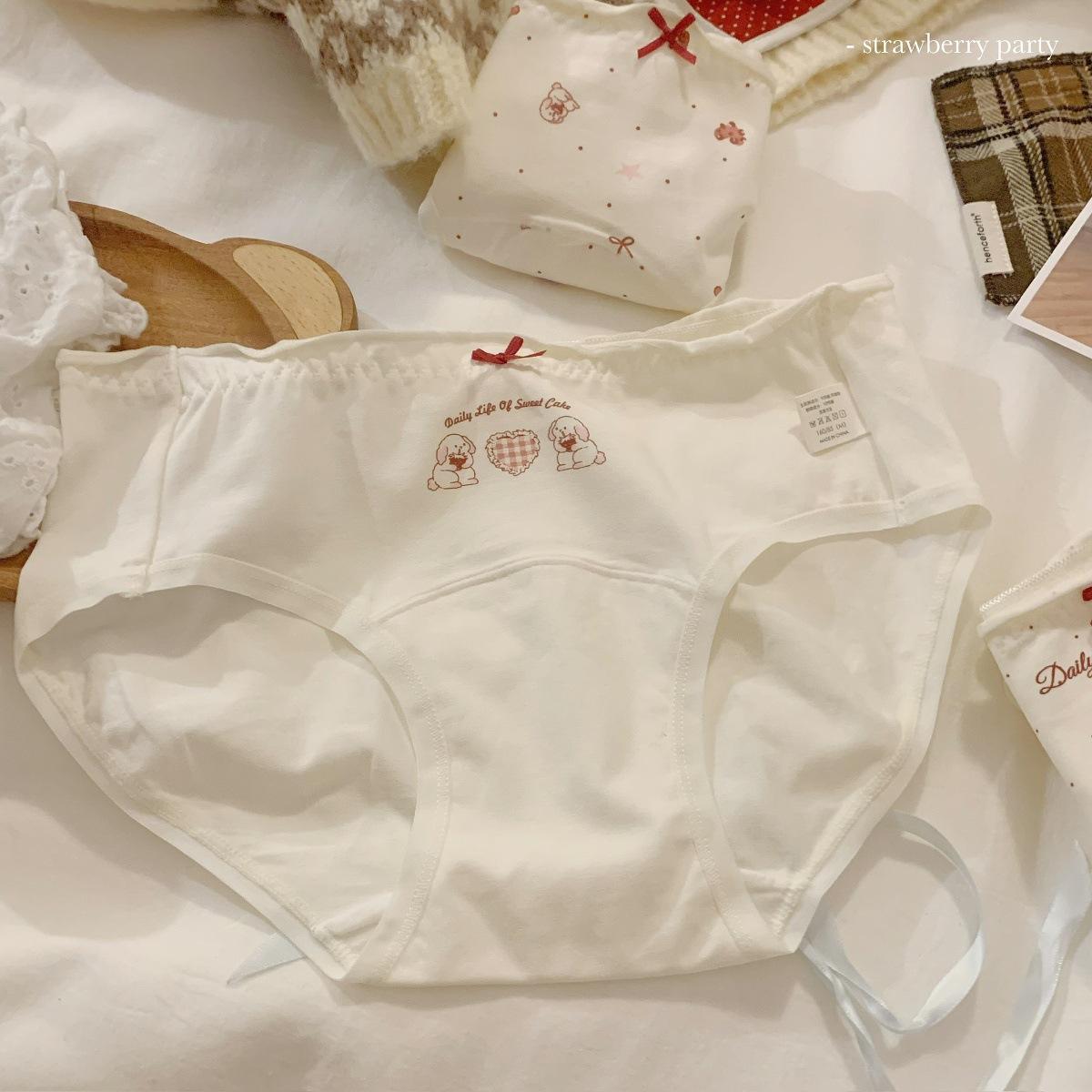 Девочка Весна и Лето Мультяшные Милые Клубничные Кролики Хлопковые Слипы с Длинной Ластовицей Антибактериальные one size