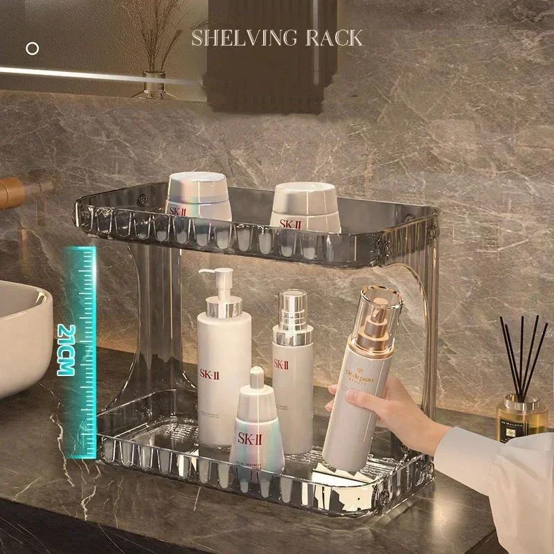 Bathroom Storage Rack Toilet Double Layer Cosmetics Storage Box Washstand Organizer Desktop Skincare Storage Rack Display Stand
