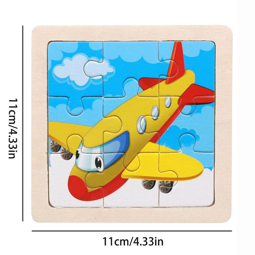 11cm/4.33in Holzpuzzle Cartoon Tier Verkehr Auto Holzpuzzles für Kinder Montessori Spiele Kinderspielzeug