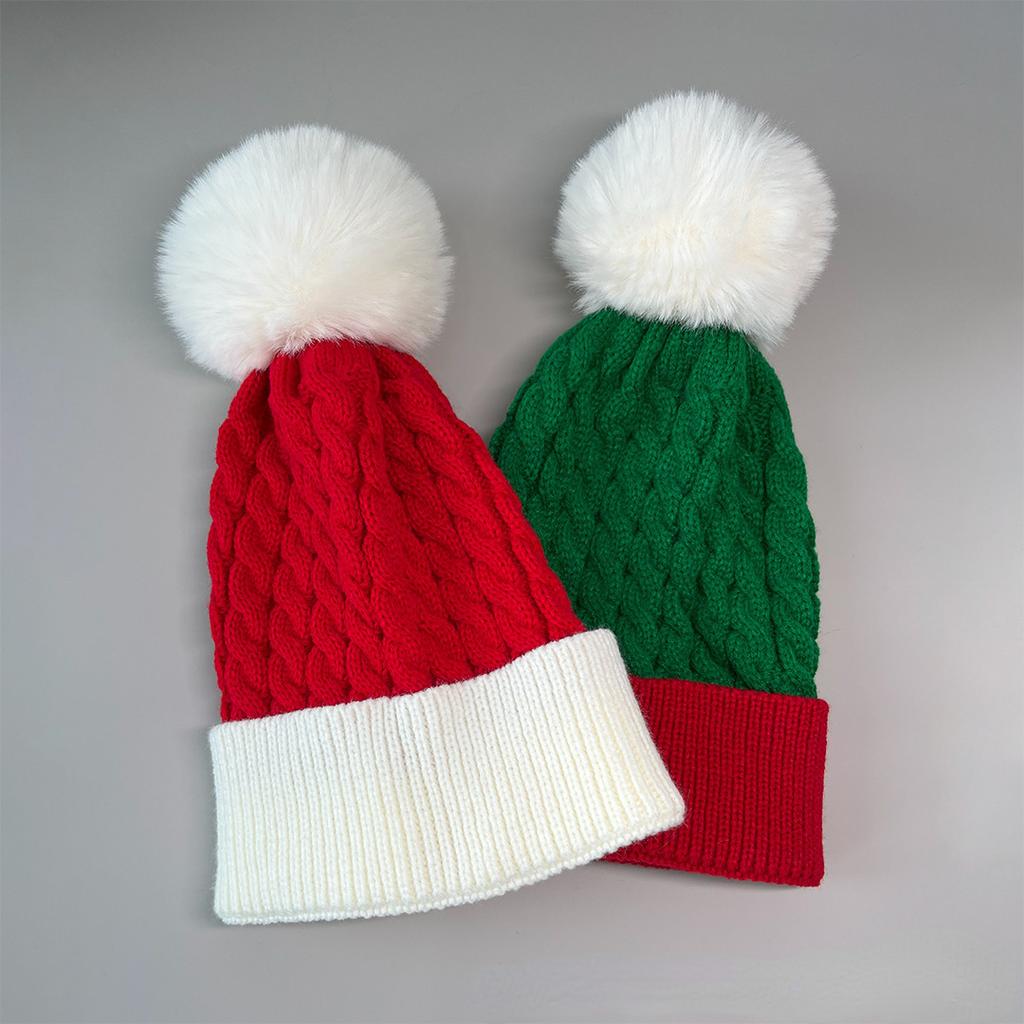 European and American Christmas Hats Wool Hats Autumn and Winter Warm Hairball Hats Merry Christmas Bell Hat