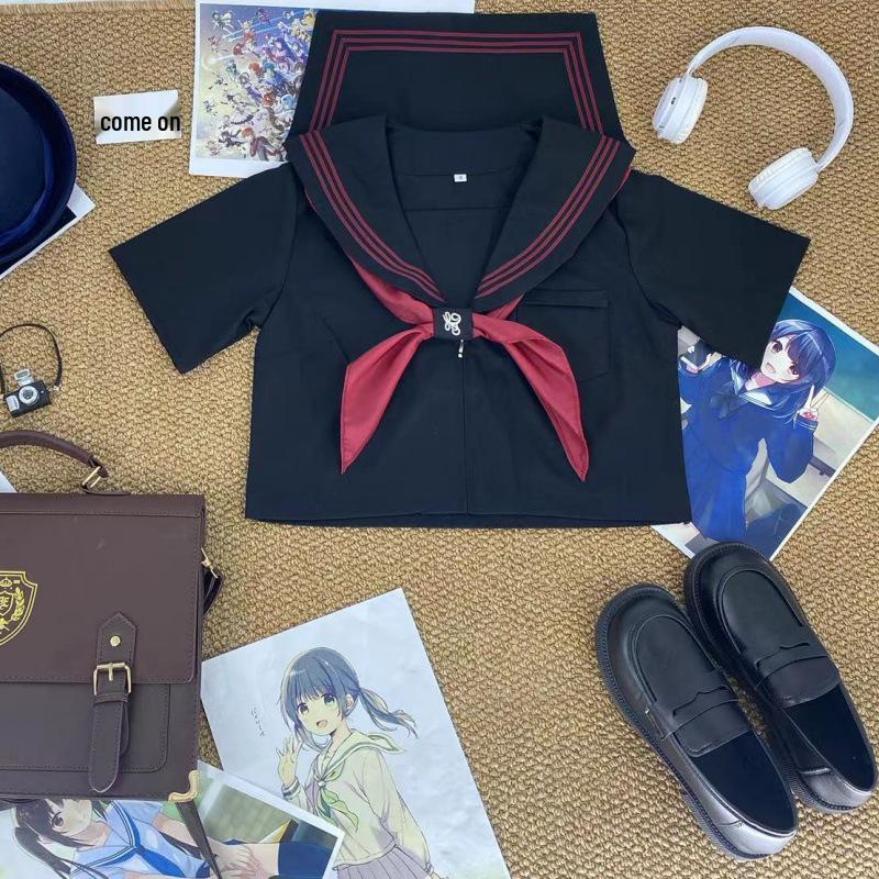 

Оригинальная униформа JK: Аутентичный красный матросский костюм для женщин, межсезонный японский школьный стиль Small