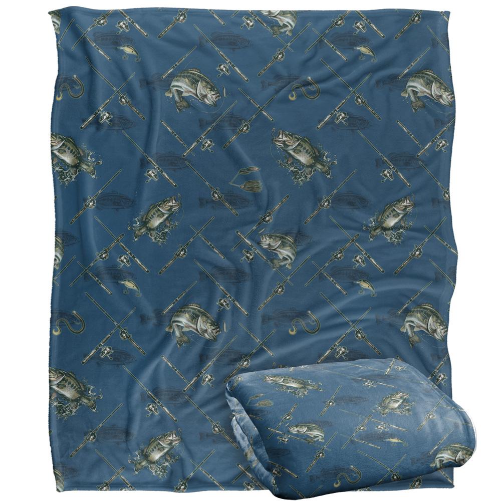 JQ Licensing 2 Silky Patterned Fishing Supersoft Blanket