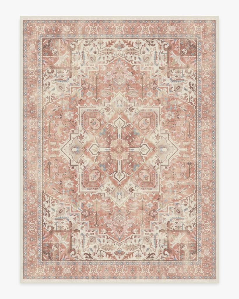 Royal Rose Pink Rug Traditional Bedroom Living Room Decorative Rug Vintage Persian Washable Rug Kitchen Dining Room Non-slip Rug