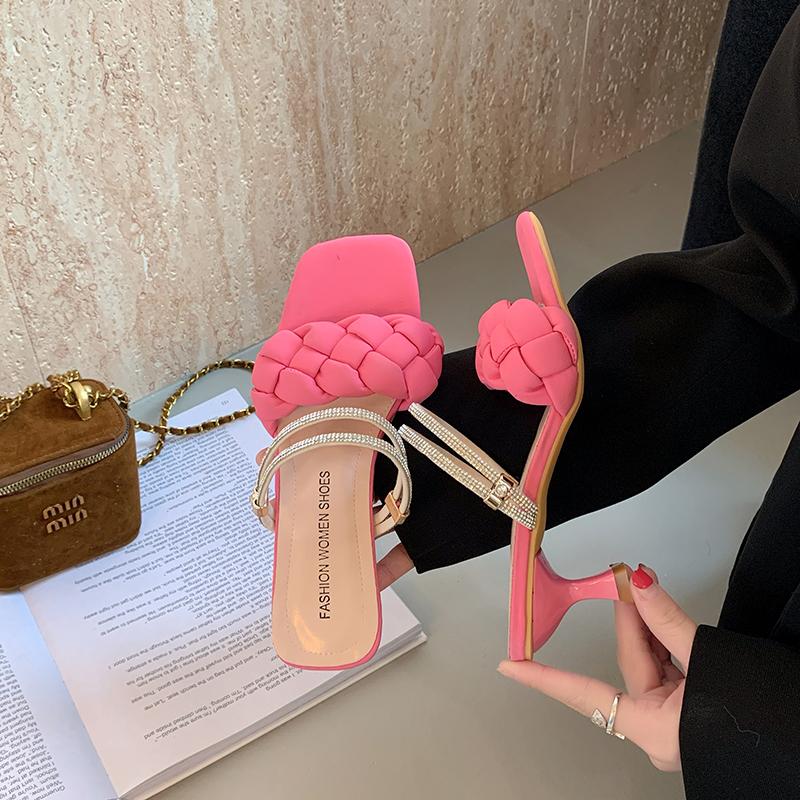 Elegant Women Crystal Shoes Summer Pumps Sandals Jelly Slippers Open Toe High Heels Women Slippers Shoes Stiletto Heels Sandals