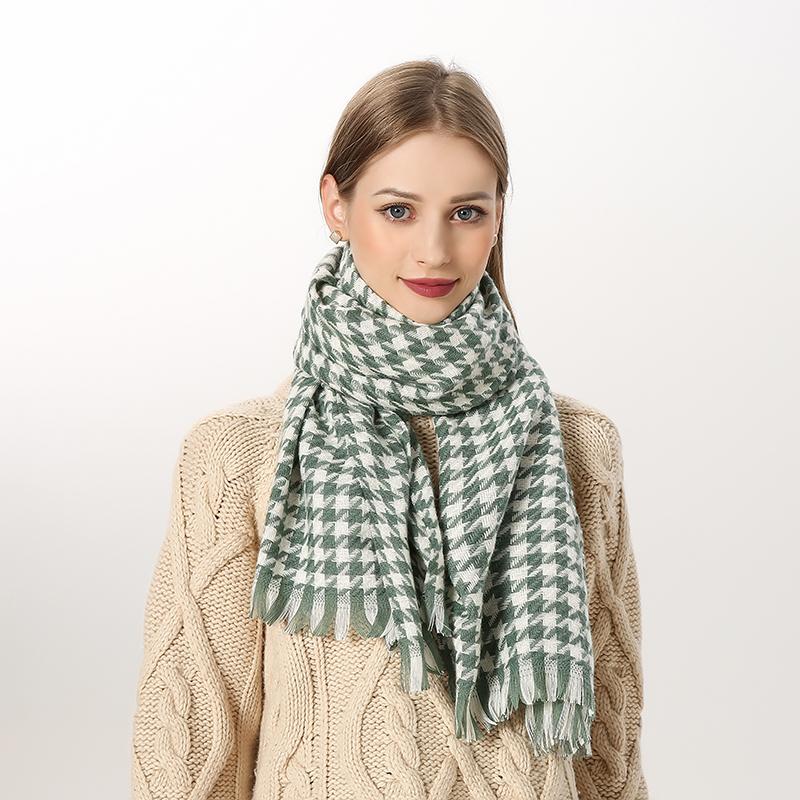 Luxury Plaid Scarf Winter Warm Cashmere Women Long Bandana Pashmina Foulard Female Scarves Tassel Shawl And Wraps  Design