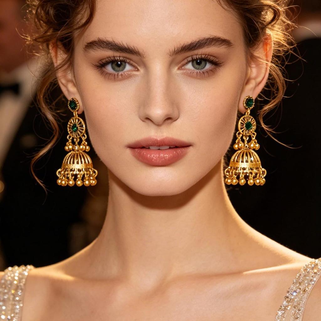 European-Indian Style Antique Silver Hollow Bell Tassel Dangle Earrings
