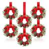 Mini Christmas Wreath with Red Velvet Bow Cabinet Door Decor for Kitchen Window Farmhouse Front Door Wall Fireplace Berry Garland