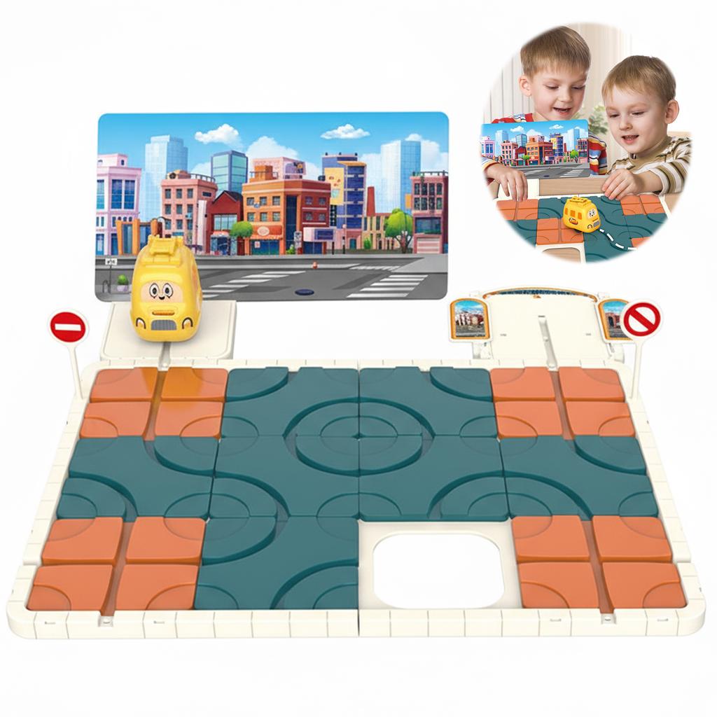 STEM Board Games Logic Road Builder Games Brain Puzzles Maze Games for Boys Girls Ages 3-10 Birthday Gifts