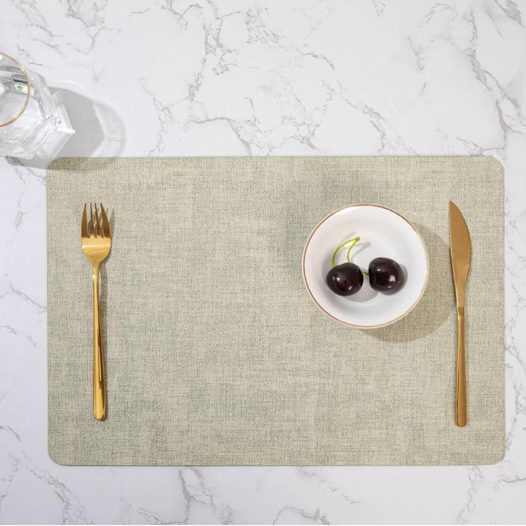 Nordic Minimalist Double-Sided Leather Placemat - Creative PU, Waterproof, Heat-Resistant.
