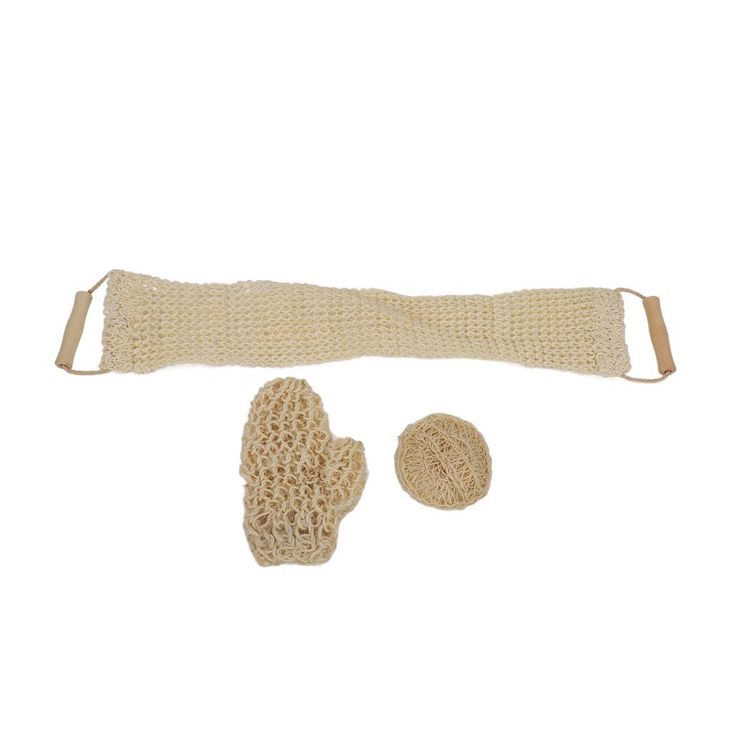 3pcs Body Scrubber Set Exfoliating Sisal Glove Deep Clean Shower Loofah Set for Home