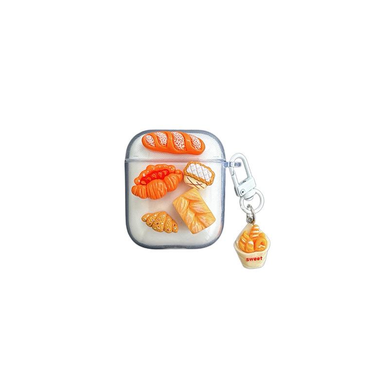 Applicable To Apple Bluetooth Headset Cover, Protective Cover Airpods4 Three-Dimensional Bread Pendant Airpodspro2 Creative