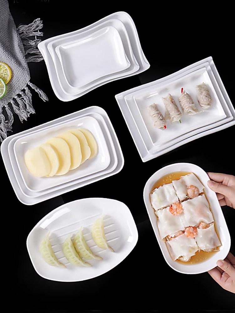 Xiangyuan White Melamine Rice Noodle Plate - Porcelain-Like Creative Hot Pot and Restaurant Tableware.
