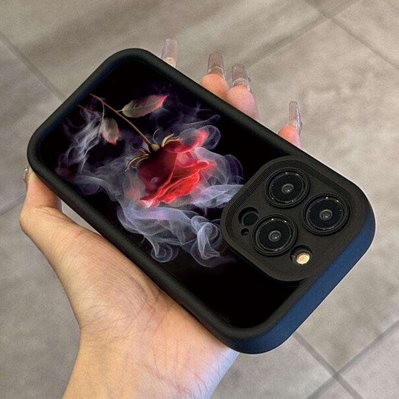 Flower Minimalist Dark Theme Rose Phone Case For Xiaomi 14T 13T 12T Pro 11 Lite 5G 14 13 12 Shockproof Matte Soft Silicone Cover