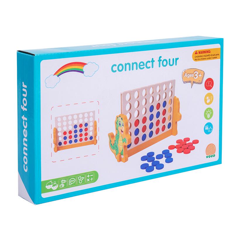 3D Wooden Four-in-a-Row Puzzle Toy for Young Children's Early Education, Hands-On and Brain-Teasing with Parent-Child Interaction