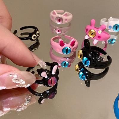 Fashion Cat Funny Personality Ring Charm Cute Style Ring Birthday Party Gift for Friends Exquisite Accessories