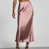 Gonne lunghe eleganti in raso estive da donna, tinta unita, vita alta, moda Faldas