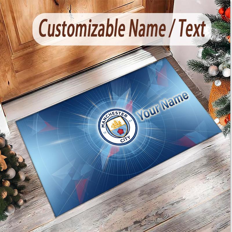 Personalized Crystal Velvet Carpet Manchester City Pattern Non Slip Floor Rug
