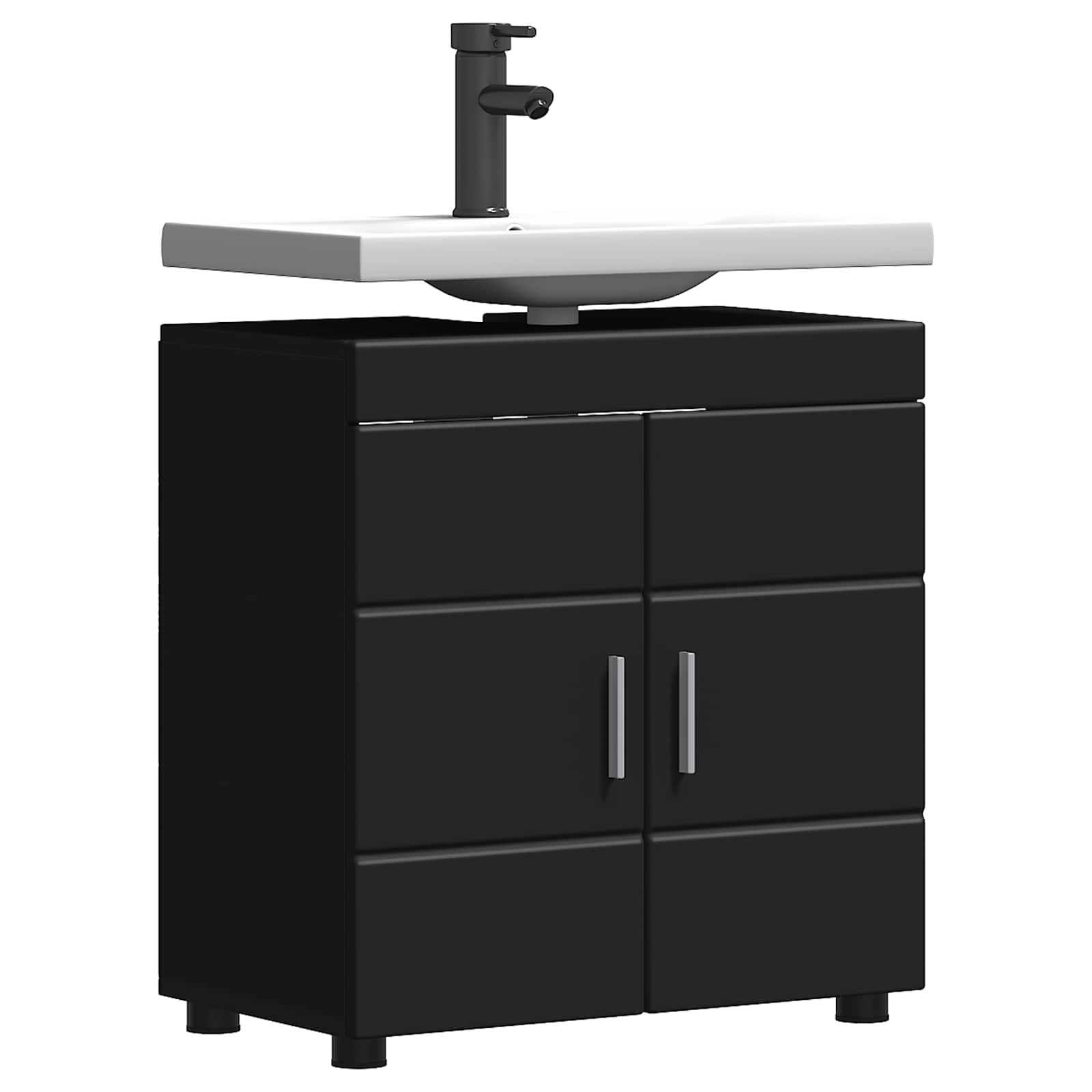Badezimmerschrank Set TULUM Schwarz 60 x 34 x 63 cm