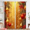 2pcs,2D plane printing Creative Curtains Christmas Tree Ornaments Festive Snowflakes Versatile Polyester Fabric (without rod)