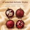 9Pcs/Set Plastic Christmas Balls with Gold Pattern Red Christmas Balls Pendant Decorative Shatterproof Xmas Tree Ornaments