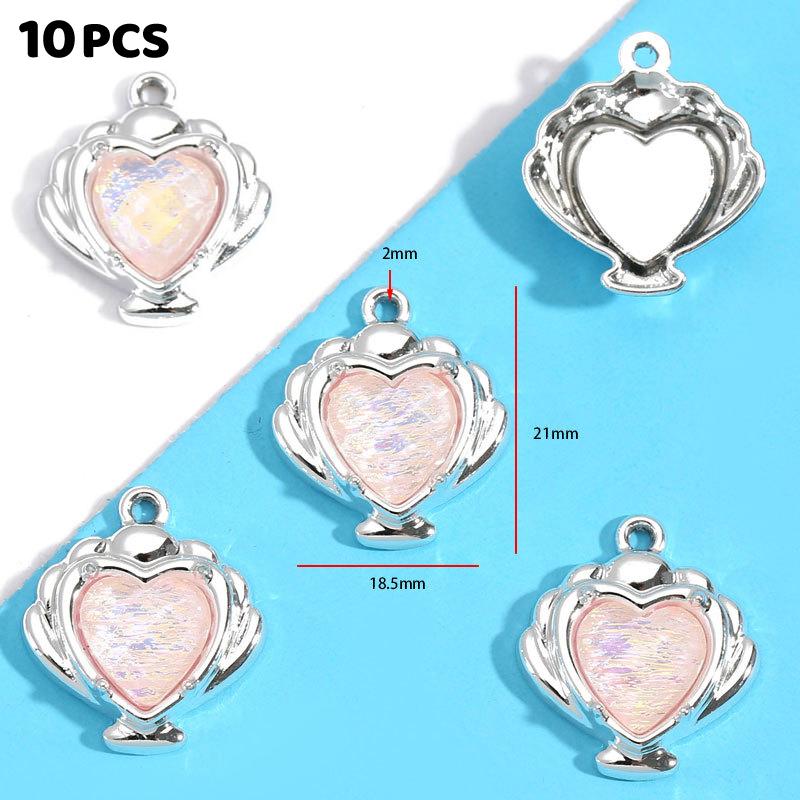 10 Pieces Assorted Alloy Pendants, Pink Resin Rhinestone Star Moon Design, DIY Jewelry Making for Necklaces & Bracelets