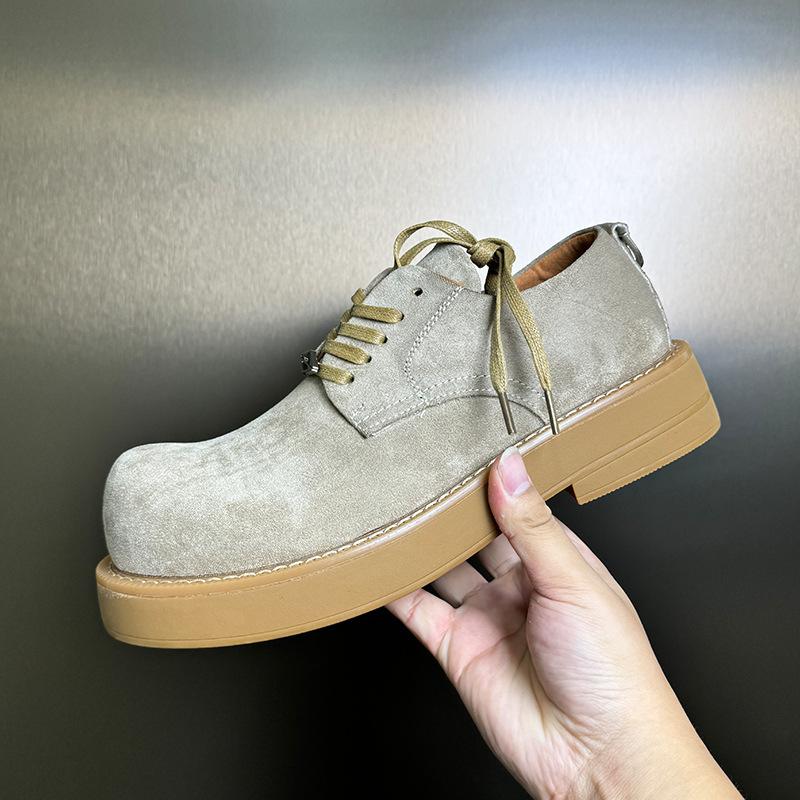 2026 Fashion Suede Mens Shoes Casual High-end Thick-soled Derby Shoes for Men Round Head Versatile Fashion Platform Sneakers Men