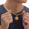 Stilvolle Kompass-Anhänger-Halskette für Männer Jungen, Runde Münz-Halskette aus Edelstahl, Hip-Hop Schmuck Geschenk