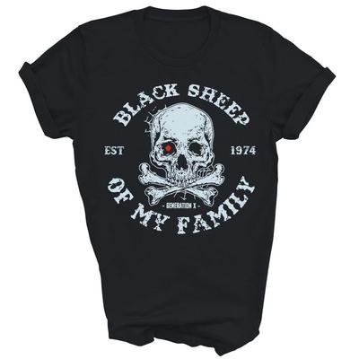 Gen X Nato nel 1974 Pecora Nera della Mia Famiglia Maglietta Nera Unisex S-5XL A7458