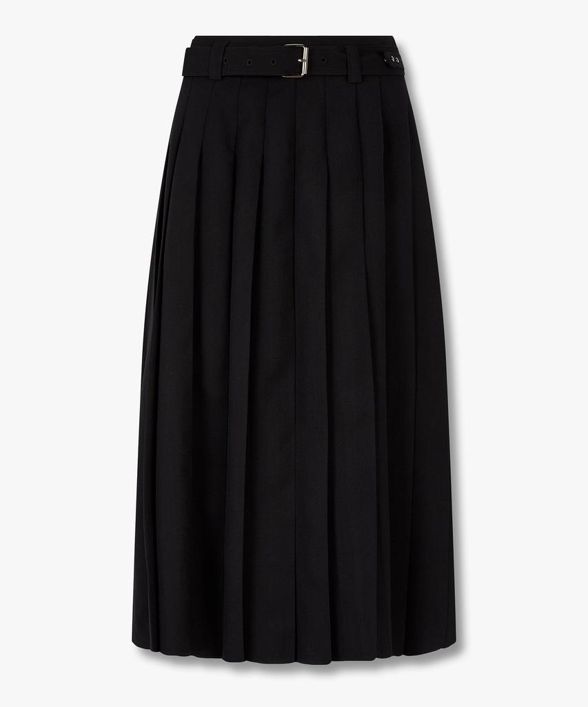 Bobeu Stretch Belted Pleated Skirt_Black 7156135002
